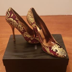 ♤ Roberto Cavalli Brocade Velvet Heels